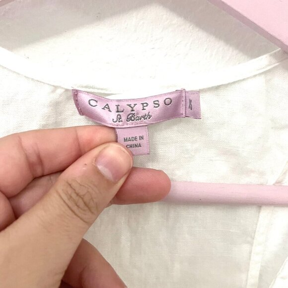 Calypso St.Barth 100% Linen Beach Dress / Swim Cover In White Size XS - Picture 2 of 6